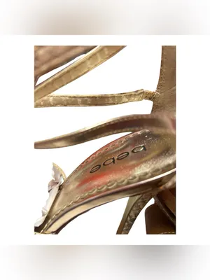 bebe cage multi-strap Metalic gold sandals with a snakeskin-textured look thumbnail 8