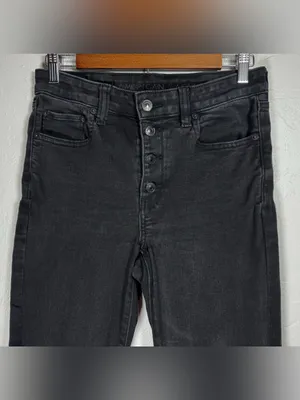 American Eagle Outfitters Black High-Rise Flare Button-Fly Jeans Size 6 thumbnail 4