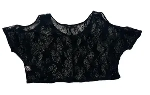 Vintage Peppermint Knit Lace Women’s Crop Top S Cold Shoulder Festival Summer thumbnail 1
