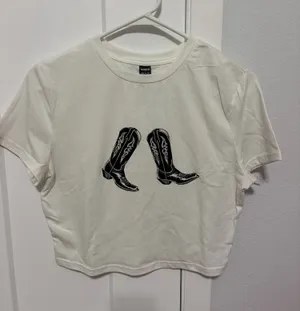 Shein Cowboy Boots Cropped Tee thumbnail 1
