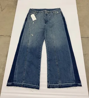 DSN Wide Leg Distressed Two Tone Blue Denim Jeans Womens Size 18 NWT thumbnail 1