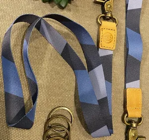 Boutique blue geometric lanyard wristlet Keyring Clip thumbnail 1
