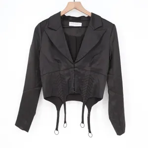 Naked Wardrobe Black Cropped‎ Garter Strap Blazer Jacket NWSP20-J6 Mens Size M thumbnail 2