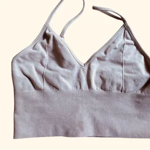 New ALO YOGA RIbbed Bra size M Beige stretch run gym yoga workout thumbnail 2