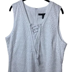 NEW White House Black‎ Market White Eyelet Dress Coastal Cottagecore Feminine 16 thumbnail 3