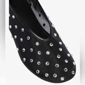 NEW Crystal-Embellished Mesh Flats Rhinestone Ballet Slip On Shoes 9.5/10 thumbnail 7