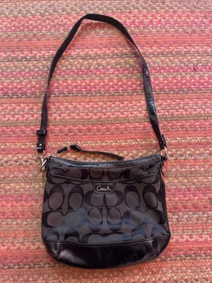 Coach Signature Park Convertible Black/ Brown Signature Shoulder Bag Satchel thumbnail 1