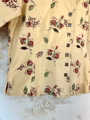 Y2K Christopher & Banks Butter Yellow Floral Embroidered Cottagecore Jacket L thumbnail 8