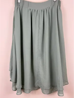 Staring at Stars UO Sage Green Layered High Low Chiffon Skirt Small Boho thumbnail 3
