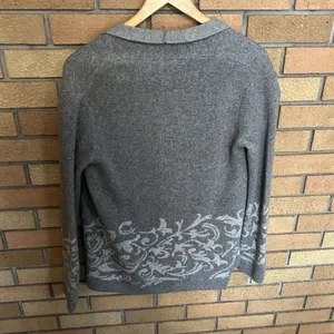 Benedetta B. Womens Open Front Cardigan Sweater Gray Print Size S Made in Italy thumbnail 5