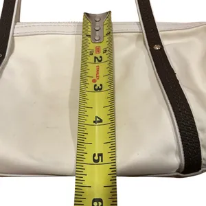 Kate Spade New York white and brown trim small nylon Tote handbag thumbnail 11