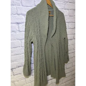 POL Open Cardigan L Duster Sweater Fisherman Chunky Knit Comfy green thumbnail 11