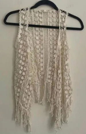 It’s Our Time Cream Boho Festival Prairie Western Crochet Fringe Bottom thumbnail 1