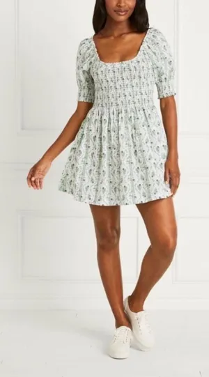 Hill House NAIA Nap Dress White Green Floral Size XXS thumbnail 1