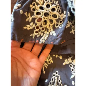 Sundance Embroidered Mini Dress Women Medium Gray Boho Eyelet Bell Sleeve thumbnail 10