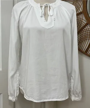 Anthropologie Cloth & Stone Becky Blouse‎ S White Boho Pirate Classic Capsule thumbnail 1