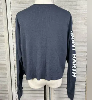 BRANDY MELVILLE St. Barth Baie De St Jean Cropped Thermal Long Sleeve Gray-OS thumbnail 2