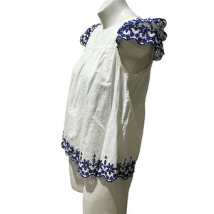 Madewell Women's Size 2 White Floral Embroidered Sleeveless Blouse thumbnail 2