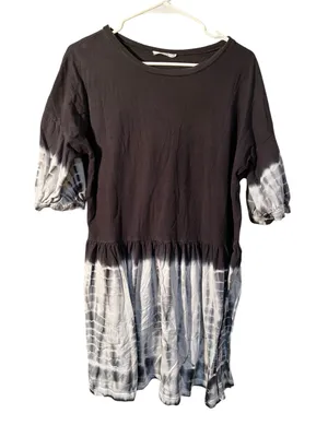 Talulah Women’s Size Small T-Shirt Dress Gray White Tie Dye Short Sleeve Mini thumbnail 1