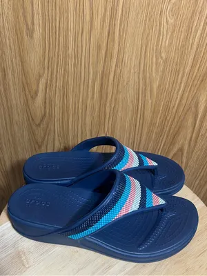 CROCS Navy Blue Sandal with Multicolor Striped Strap thumbnail 5