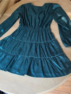 NWT Speechless Teal Jacquard Ruffle Tie Front Cutout Tiered Lightweight Dress L thumbnail 2
