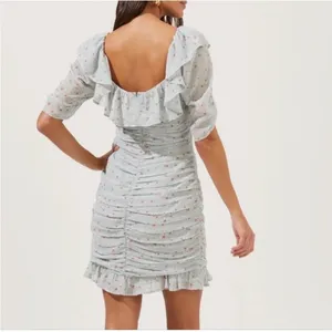 ASTR The Label Teal Multi Ditsy Floral Ruched Mini Dress‎ ADR100891 XS thumbnail 7