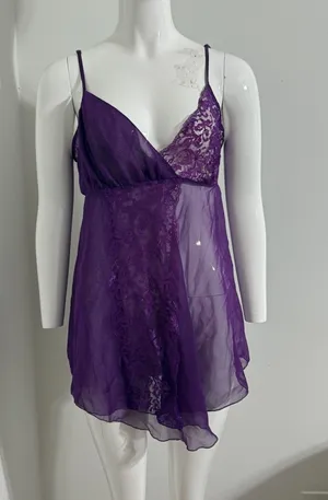 Victoria’s Secret Gold Label Vintage Purple Babydoll Nightie Women’s Size M 90s thumbnail 1
