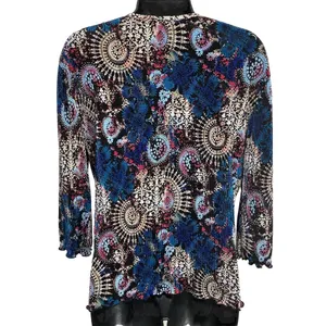 Bohemian Paisley/Medallion Print Crinkle‎ Material Faux belt Blouse size Measure thumbnail 4