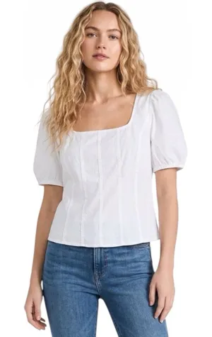 J.Crew Womens Blouse Sz 10 Short Sleeve Cottagecore Cottage Bohemian Smocked thumbnail 1