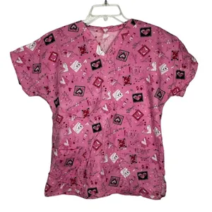 Valentine's Day Scrub Shirt Red Size L thumbnail 1