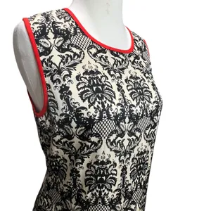 THML Shift Dress S Black Fleur De Lis‎ Red Colorblock Sleeveless Moulin Rouge thumbnail 2