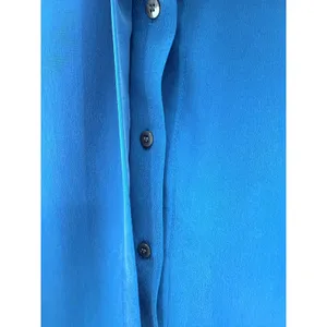 Iris &‎ Ink Blue 100% Silk Long Sleeve Flounce Hem Drop Waist Dress Button Front thumbnail 3