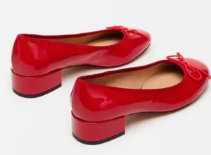 NEW Steve Madden Cherish Red Patent Bow Slip On Flat thumbnail 3