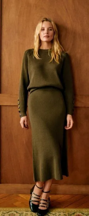 💕SEZANE💕 Ribbed Knit Set: Sami Jumper (Medium) + Naelle Skirt (Large) Green thumbnail 1