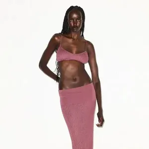 Skims Sheer Knit Bralette Beet Size Large thumbnail 9