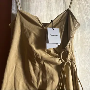 Nanushka Anubi Vegan Leather‎ Sleeveless Wrap Midi Dress Margarine NWT Size S thumbnail 4