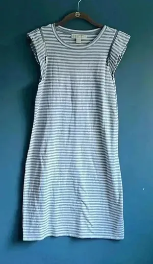 MICHAEL Michael Kors, gray and white striped short sleeve dress woman’s‎ size S thumbnail 1