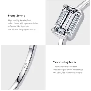 NEW Emerald‎ Cut 5A CZ Ring | Rhodium 925 Sterling Silver, 6 thumbnail 6