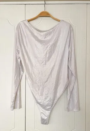 iHeartRaves White Shimmer Cut Out Bodysuit thumbnail 7