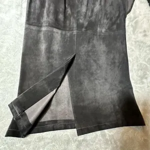 Genuine Leather Suede Black Long Skirt & Button Top Suit Set Matching VTG thumbnail 11