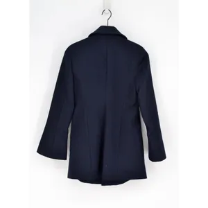 ZARA Double Breasted Wool Blend Short Coat Lined Peacoat Navy Blue Women's S thumbnail 3