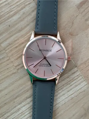 Monroe Classique by Maestro Luxury Watch Rose Gold Dial Gray Leather Strap NWOT thumbnail 6