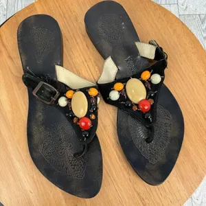 Naughty Monkey Suede Beaded Boho Thong Sandals Black‎ 8.5 thumbnail 12
