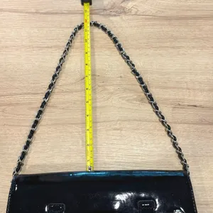 Anne Klein Black Patent Leather Evening Clutch Bag Handbag with Slip‎ Pocket thumbnail 5