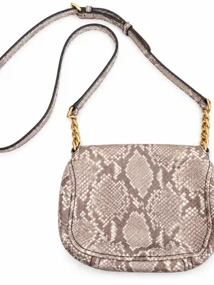 Michael Kors Leather Snakeskin Embossed Bedford crossbody Bag Zip Flap EUC thumbnail 4