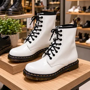 Dr. Marten's Patent Leather White 1460 Lace‎ Up Boots Capsule Grunge Rocker 8 thumbnail 1