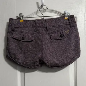American Eagle Purple Tweed Wool Micro Mini Low Rise Y2K Shorts Academia Preppy thumbnail 3