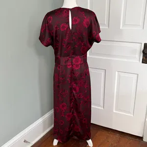 Chelsea28 Elegant Red‎ Floral V-Neck Short Sleeve Dress Floor Length Size Medium thumbnail 5