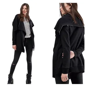 All Saints Dahlia black asymmetrical convertible sweatshirt jacket XS‎ thumbnail 6
