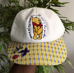 Disney Winnie The Pooh White Yellow Purple Plaid Baseball Cap Hat Cottagecore Vintage 90s Y2K Stretch Elastic thumbnail 1